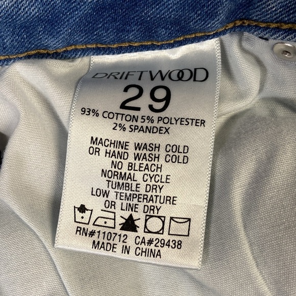 Driftwood Colette Straight Leg Jeans Tartan Lined Cuff Blue Size 29 - Picture 7 of 7